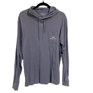 Vineyard Vines Blue Gray Long Sleeve Hooded‎ Shirt Men's Size S